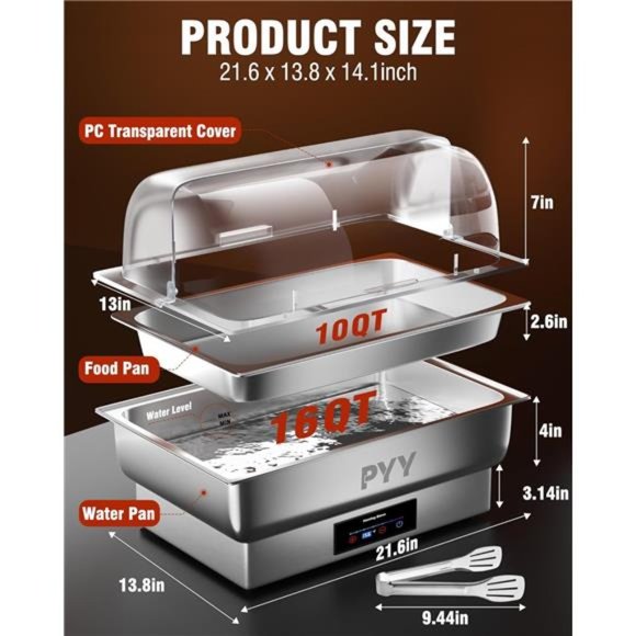 Electric Chafing Dish Full Size Stainless Steel Chafer Buffet Set - Picture 2 of 6